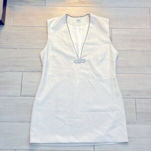 White Lined Cocktail Dress with Rhinestones - L